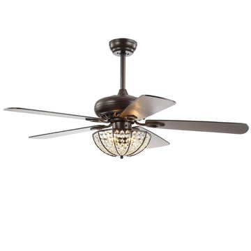 Joanna 52" Bronze Crystal LED Ceiling Fan With Remote - JONATHAN Y